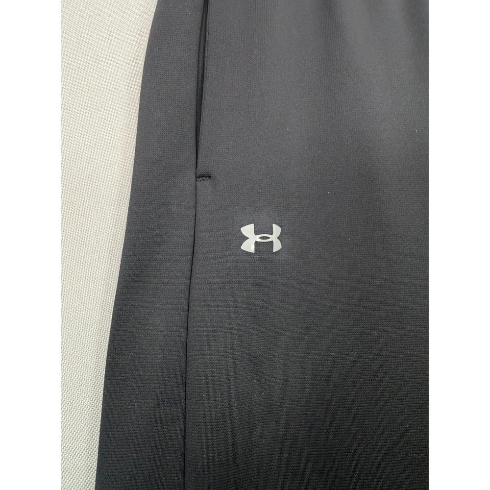 Under Armour ColdGear Mens Large Black Fleece Sweatpants Loose Fit Open Bottom - Picture 2 of 5